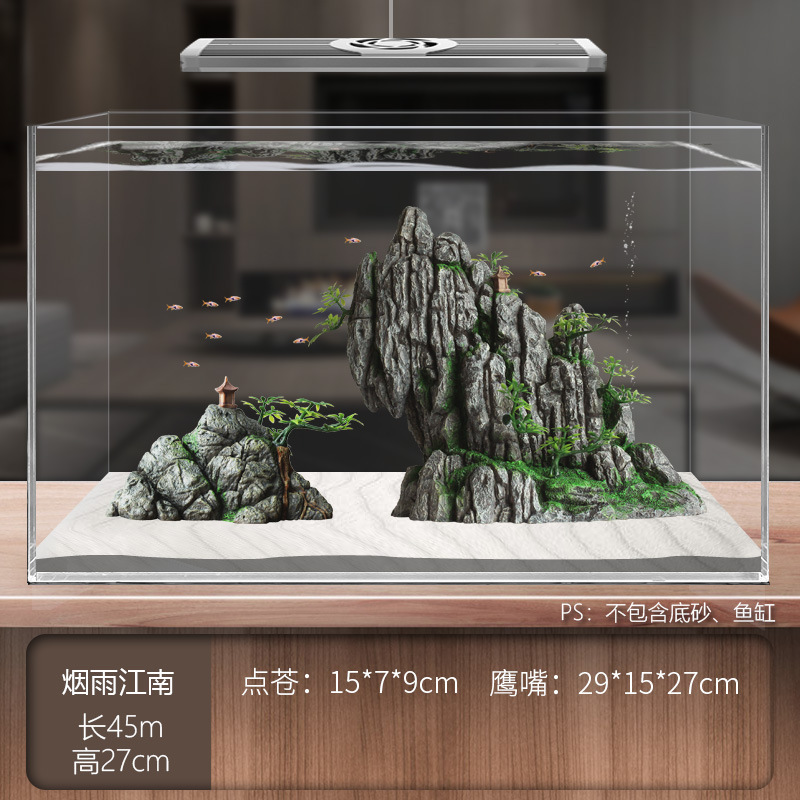 Juego completo de paisajismo de pecera, juego de decoración de rocalla de hierba acuática de simulación, juego de adorno de coral de arena de fondo de acuario