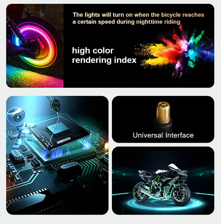 Colorful Wheel Lights for Cars, Bicycle Wheel Lights, Electric Vehicle and Motorcycle Tire Lights, Cool Flashing Valve Lights