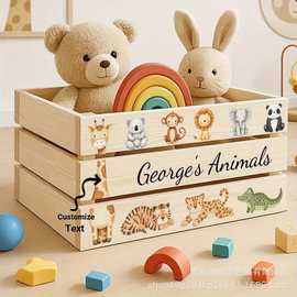 木质卡通涂鸦手提式婴儿淋浴箱家用宝宝用品玩偶换洗衣物收纳箱