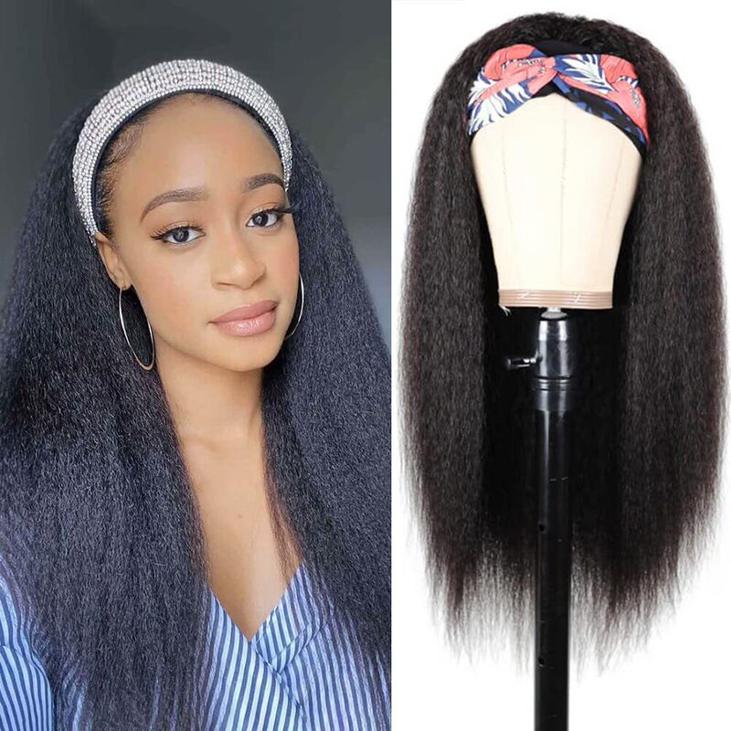 [Cross-border spot] yaki straight hair ice silk hair band headband foreign trade European and American headscarf wig headband wig