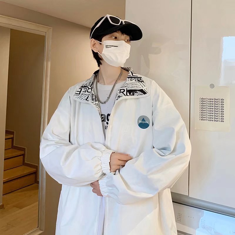 Chaqueta holgada de cuello alto de doble cara retro de primavera y otoño 2024 para hombres y mujeres, parejas callejeras fritas, chaquetas de trabajo casuales de todo fósforo