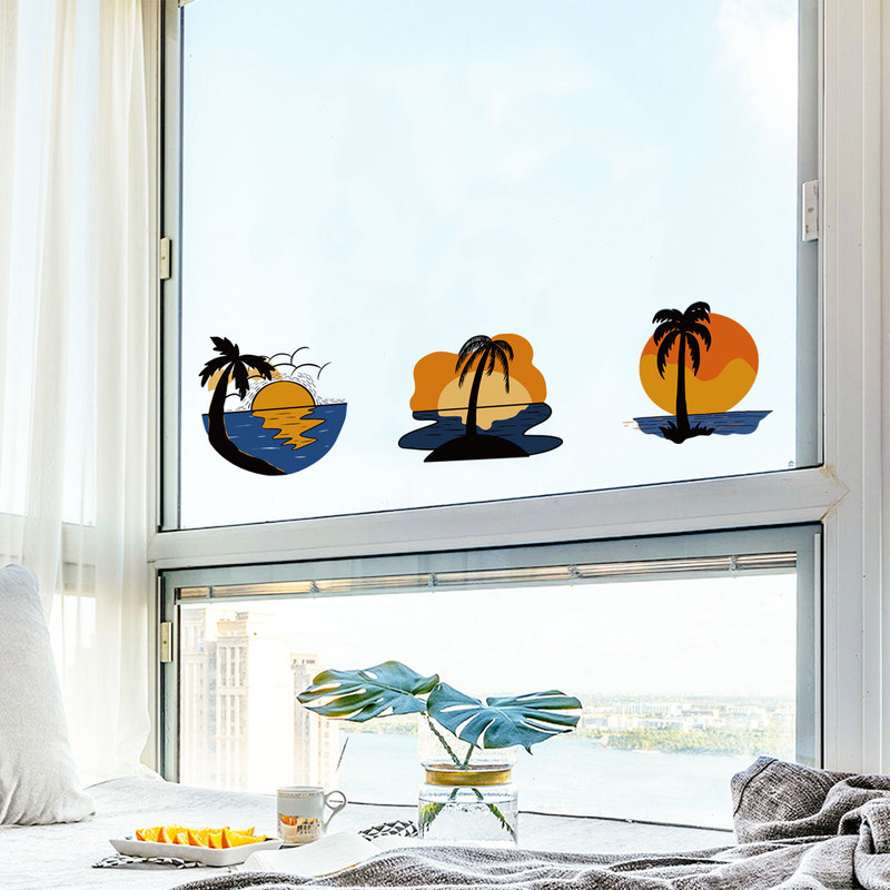 Summer Sunset Beach creative cross-border removable toilet toilet bathroom home decoration stickers MUP1617