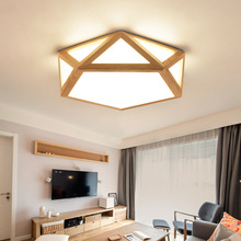 北歐原木吸頂燈led主卧室燈簡約現代房間實木燈具創意日式客廳燈