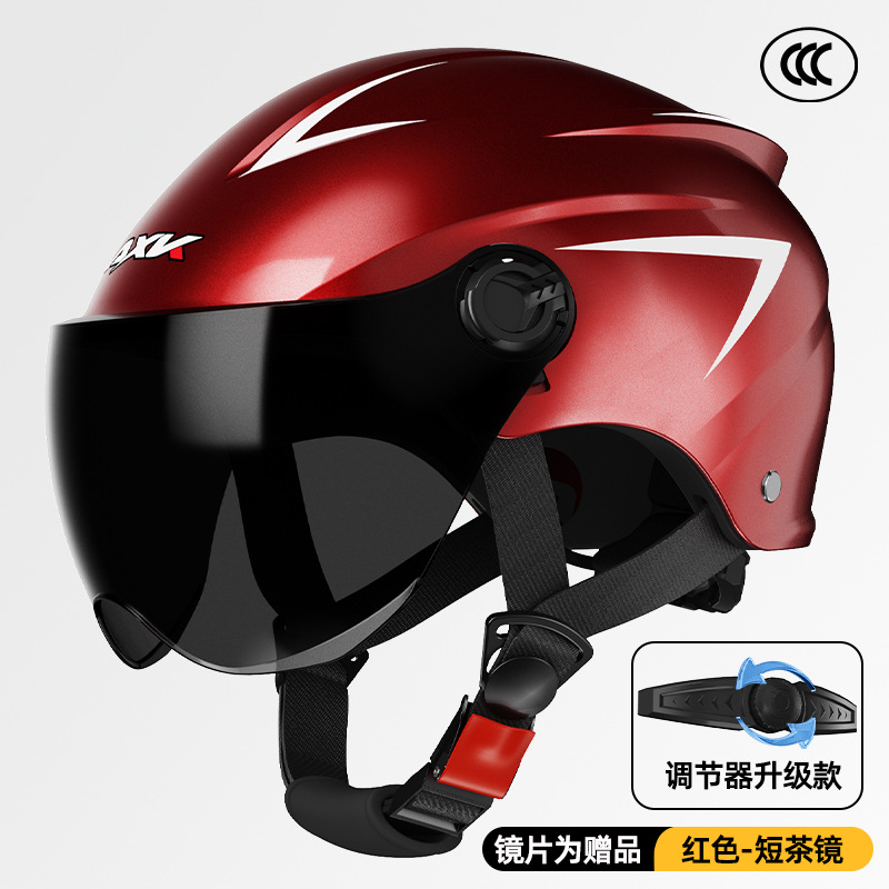 3C certificado casco de coche eléctrico verano de los hombres protección solar medio casco mujer cuatro estaciones batería motocicleta invierno cálido casco