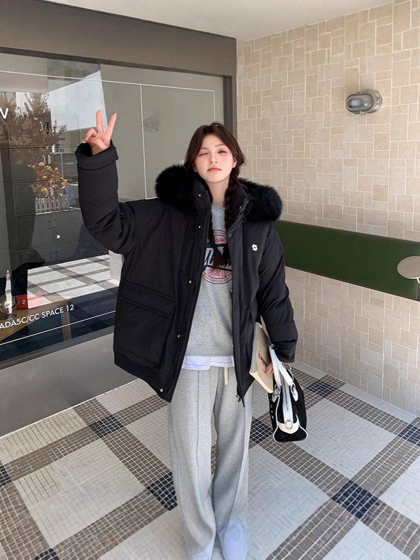 棉服女冬季2025新款大毛领韩ins情侣版宽松工装棉衣加厚棉袄外套|undefined