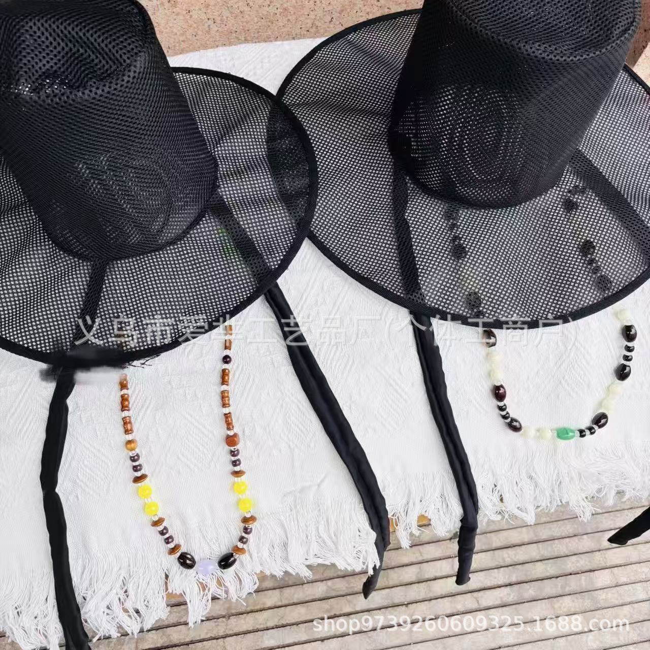 Traditional Folk Festival Hat Korean and North Korean Style Full Net Performance Men's Sun Protection Hollow-Out Cool Hat Black Retro Hat