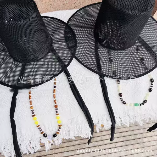 Traditional Folk Festival Hat Korean and North Korean Style Full Net Performance Men's Sun Protection Hollow-Out Cool Hat Black Retro Hat