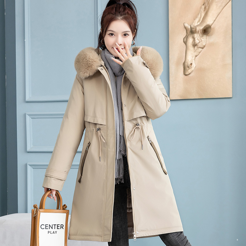 Mujeres acolchado de algodón largo transfronterizo 2023 nuevo invierno desmontable abrigo de algodón acolchado suelta gruesa parka abrigo cálido image 7