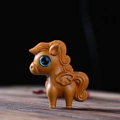 崖柏卡通動物小馬駒保麗文玩手把件實木雕刻家居桌面裝飾可愛擺件