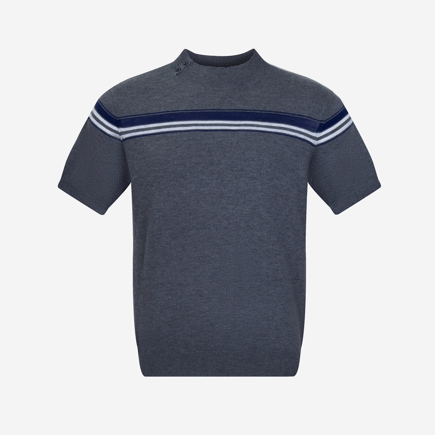 Gray series series de botones a rayas grises oscuras camisetas de punto camisas de manga corta hombres y mujeres viejos viento de hielo seda fábrica transfronteriza al por mayor