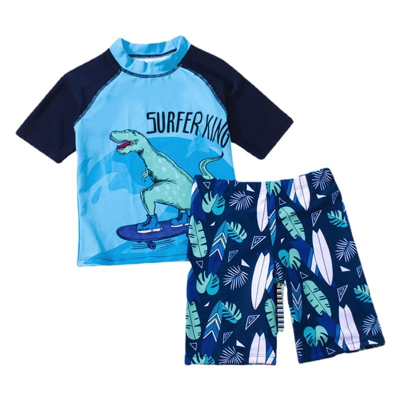 Детский купальник для мальчиков и детей, маленький купальник с динозавром, Быстросохнущий мультяшный детский солнцезащитный купальник