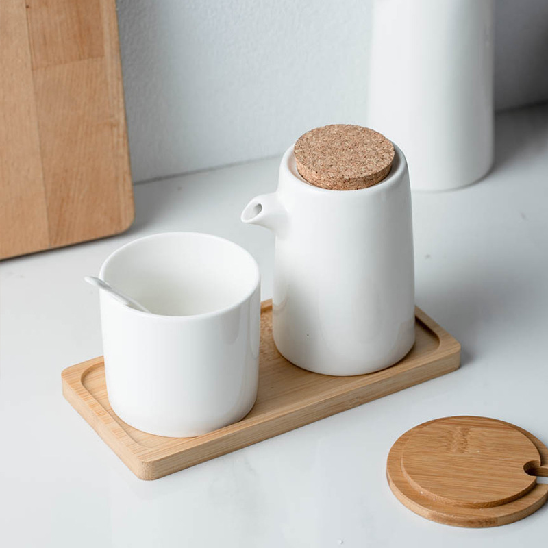 Cerámica doméstica estilo japonés botella de aceite, botella de aceite, botella de sabor, botella de sal, caja de condimentos, botella de sal, set