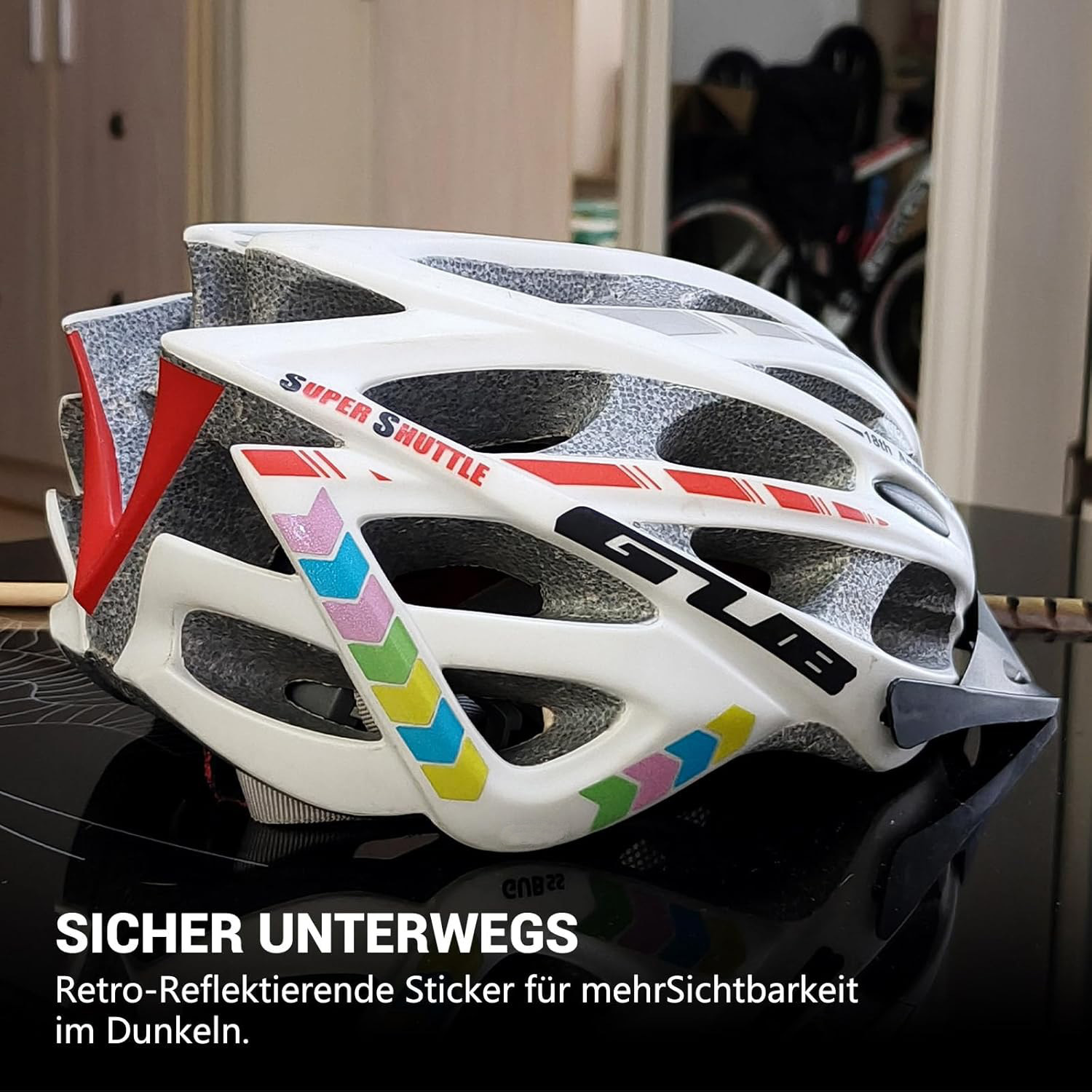 Amazon auto reflector de color pegatinas casco de bicicleta conjunto irregular pegatinas reflectantes combinadas image 2