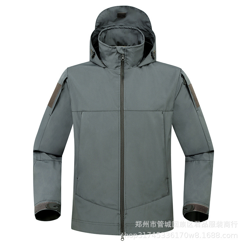 Cross-Border Popular Thin Sharkskin Soft Shell Jacket Camouflage Hooded Waterproof Windproof Jacket Mountaineering Jacket for Men