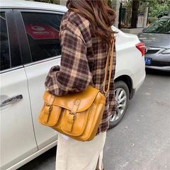 バッグ新型女性カバン学院感油皮レトロ大バッグ潮ブロードバンド斜めショルダーバッグins大容量ショルダーバッグ