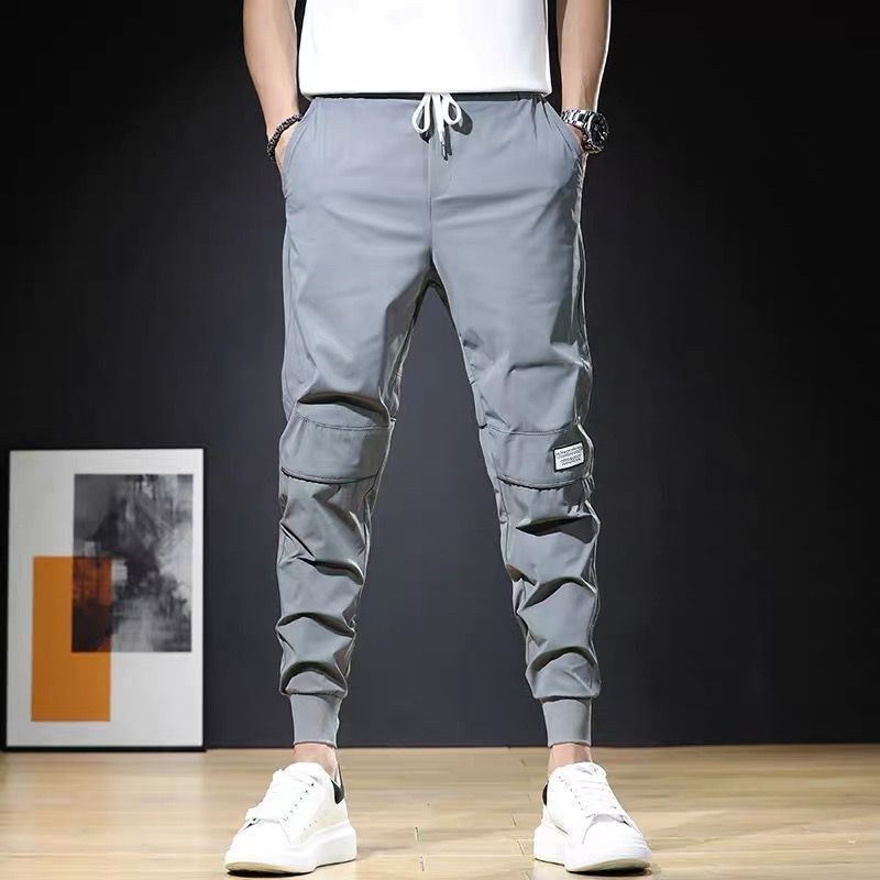 Pantalones deportivos casuales pantalones de secado rápido de cintura elástica fresca de estilo fino de verano para hombres