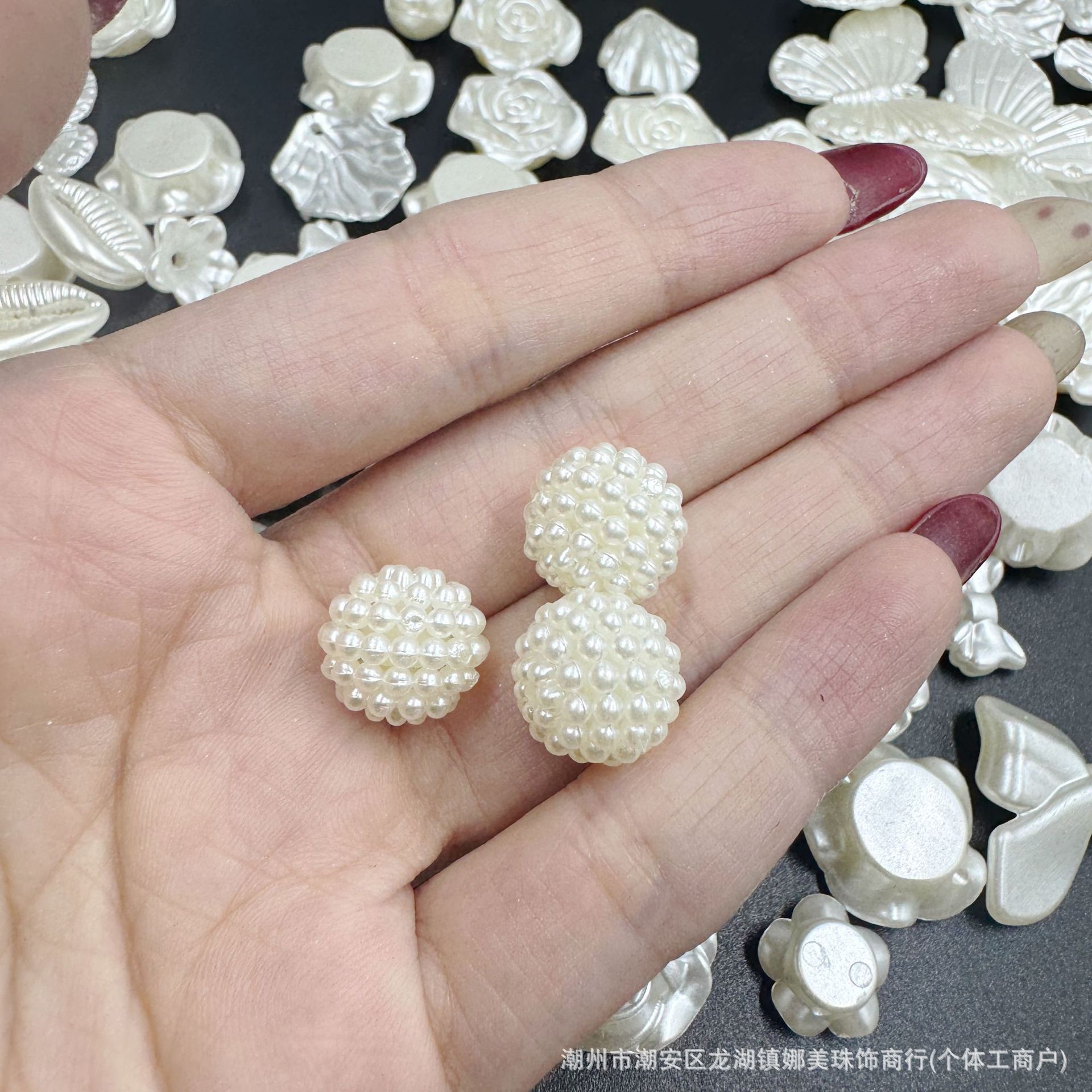 Blanco hueco ABS anillo de perlas hecho a mano DIY accesorios de clip de cabello decoración en línea en vivo