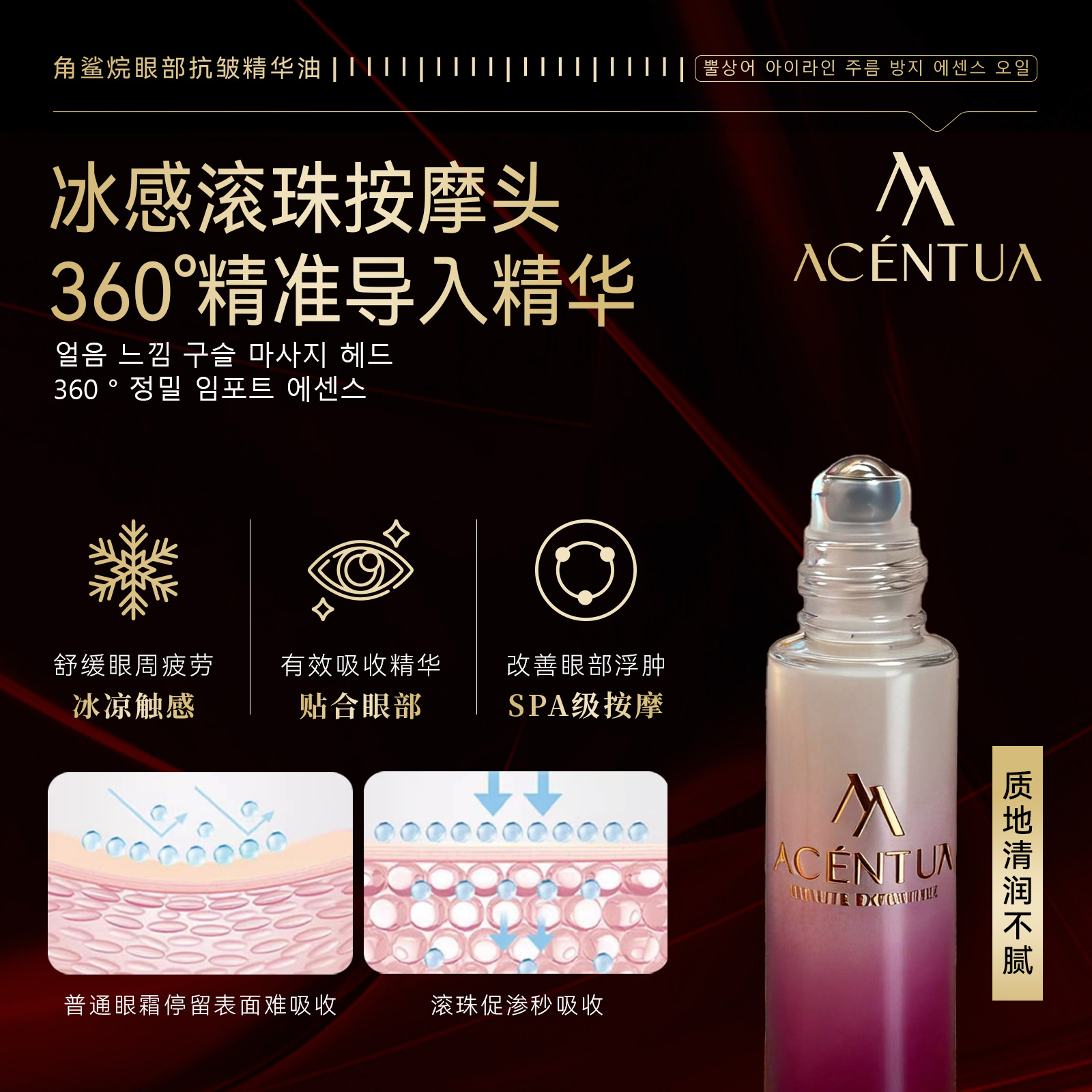 Acentua Squalane Anti-Wrinkle Eye Essence Oil Imported from South Korea Moisturizes and Reduces Wrinkles Around the Eyes