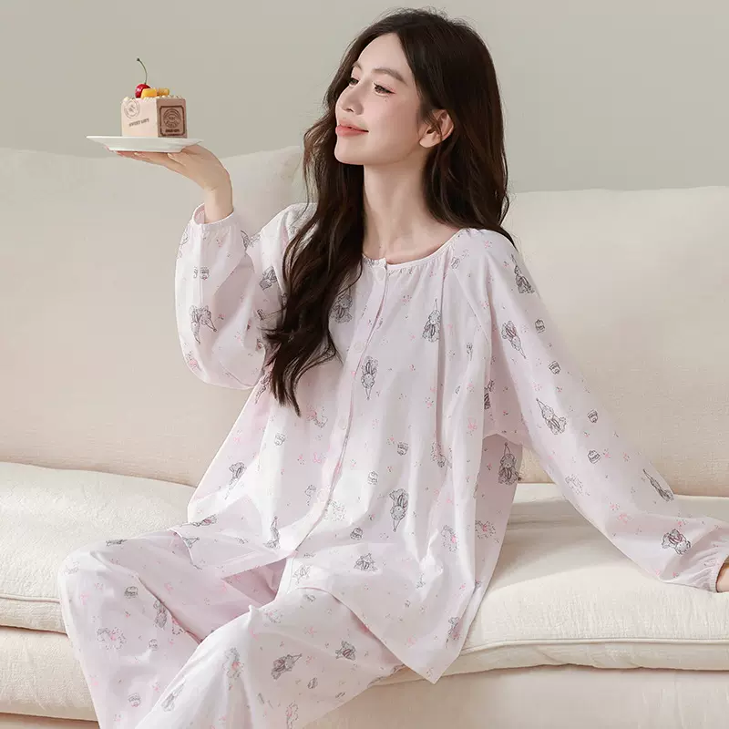 7A抗菌纯棉月子服A类春季孕妇睡衣产妇产后哺乳喂奶待产服家居服