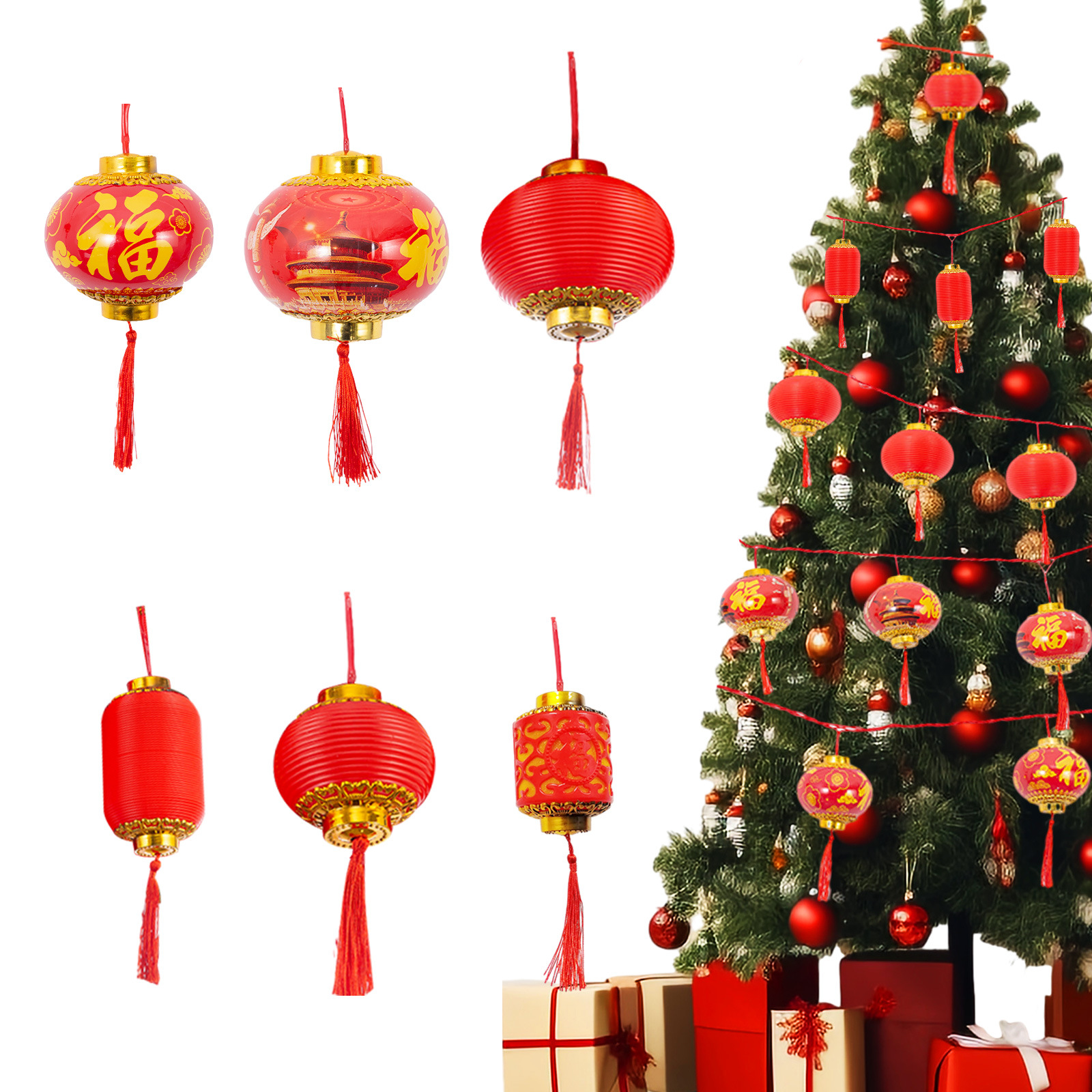 Año Nuevo Lámparas de linterna rojas de frisa Festival de Primavera Yuanxiao lámparas decorativas colgantes LED atmósfera lámparas de varios estilos linternas