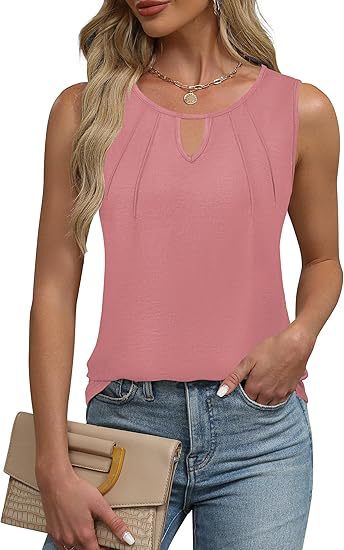 アマゾン2025欧米女性上着春ファッションベスト夏シャツ袖なし|undefined