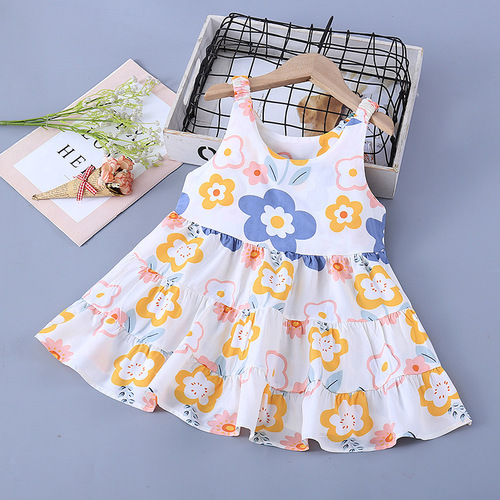 Little Girl Summer Dress A-Grade Charming Floral Cotton Fabric Dress Children's Thin Princess Dress for Girls