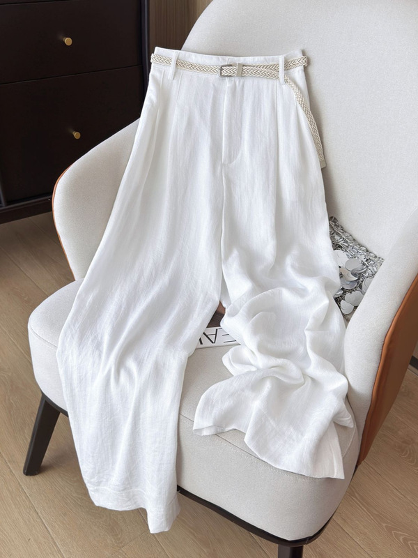 通気性の薄いソフトドレープレイジーパンツ 25 夏リネン日焼け止めストレートワイドレッグカジュアル多用途ルーズパンツ女性用|undefined