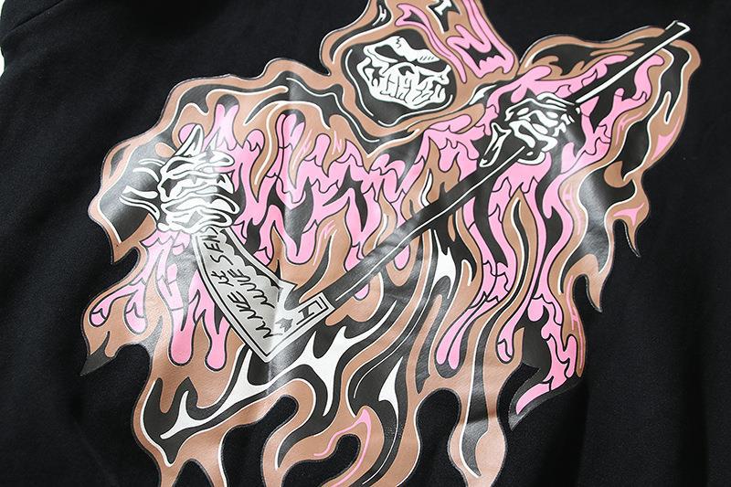 Jacke aus reiner Baumwolle, Hip-Hop-Lockersitz, Kanye, Unisex-Totenkopf-Eisenkette, Kirin-Arm-Hoodie, Hoodie-Trend_voghion.com