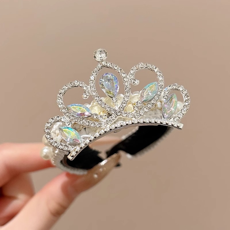 Niña princesa corona broca de pelo bola cabeza artefacto para niños broca de pelo perla broca de caballo broca de pelo toque