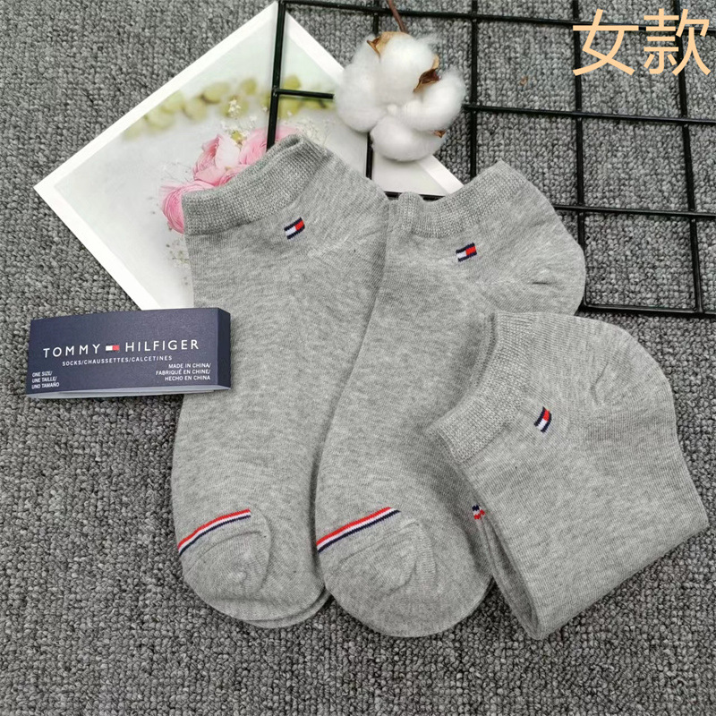 3 đôi tất thể thao thông thường lưng thấp nam nữ TommyHifigr mới tất cotton tất bốn mùa trong một thẻ