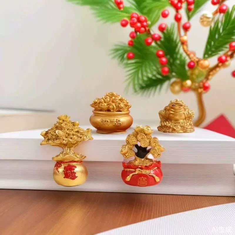 好运招财发财树家居桌面装饰摆件聚宝盆金蟾树脂工艺品车载饰品