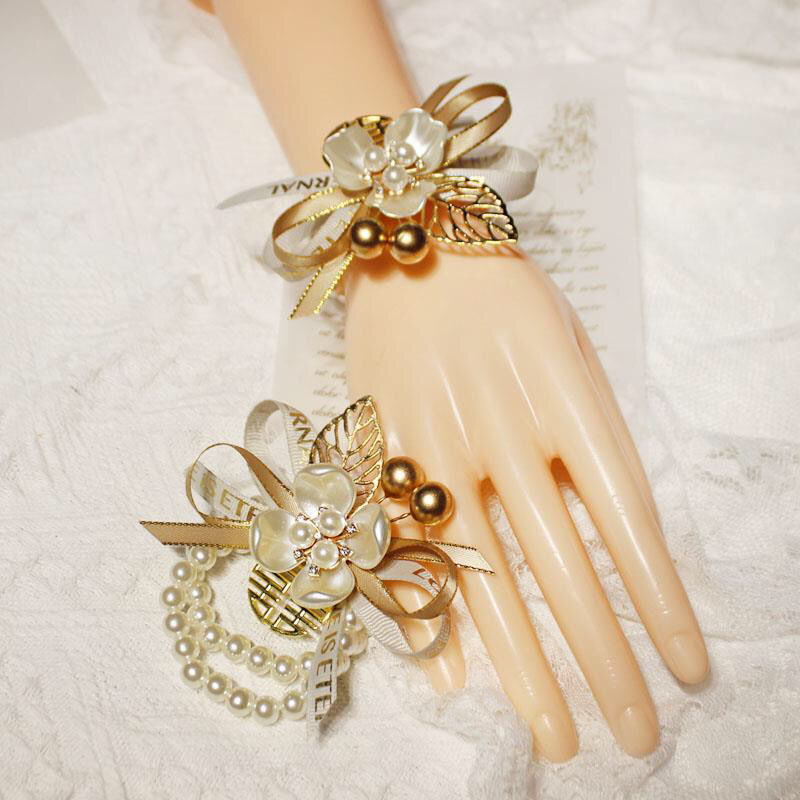 Bridesmaid Flower wrist Sister group Hand Flower Aesthetic Rhinestone Korean Sen family fresh wedding marry Bracelet Amazon