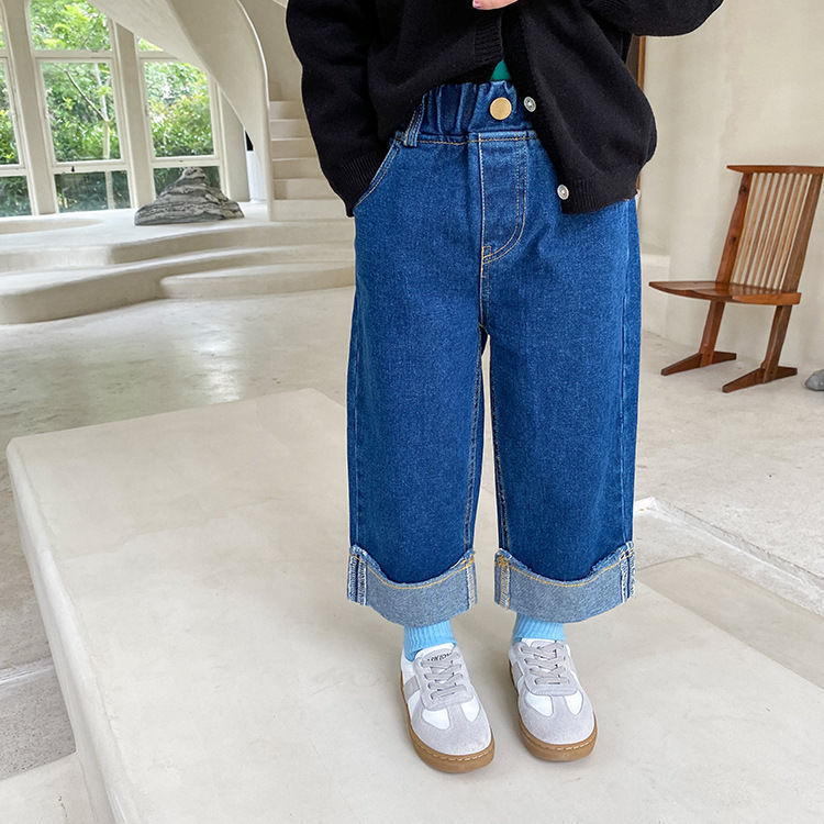 2026 primavera y otoño nuevos pantalones jeans de niñas niños pantalones de piernas anchas pantalones largos de niños pantalones rectos coreanos image 1