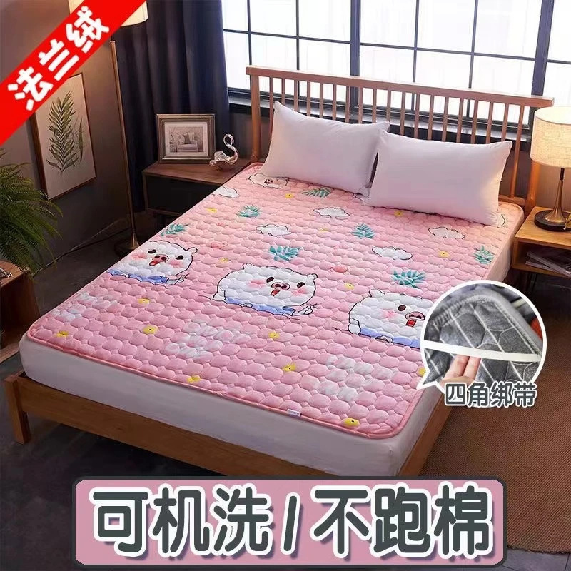 Fleece-Lined Warm Flannel Mattress for Home Use, Tatami Non-Slip Mattress, Student Dormitory Fleece Mat with Anti-Slip Design