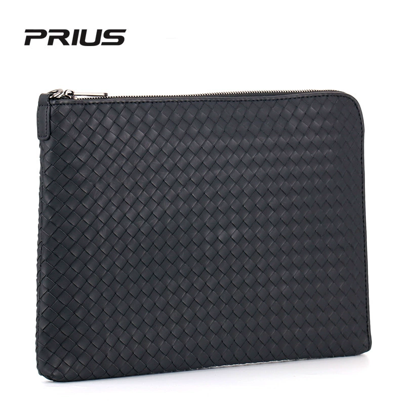 Новый мужской клатч Prius, кожаный тканый мужской большой размер папка для iPad, сумка для файлов A4