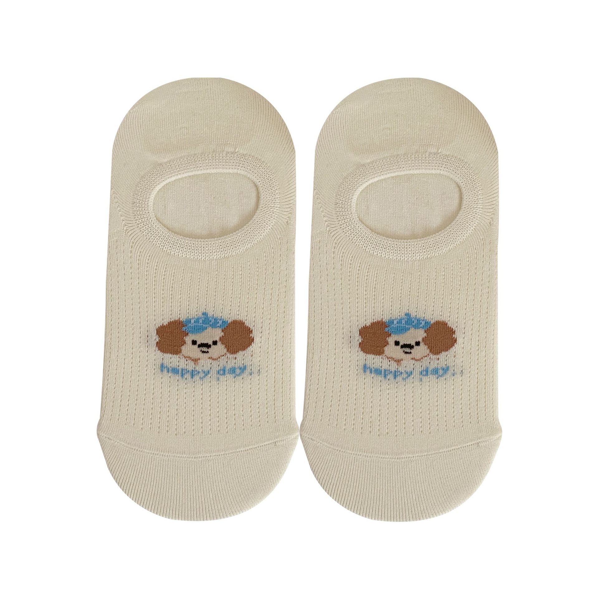 Calcetines Zhuji Calcetines finos de verano para mujer Calcetines invisibles transpirables Boca baja Antideslizante Calcetines lindos para mujer cachorro