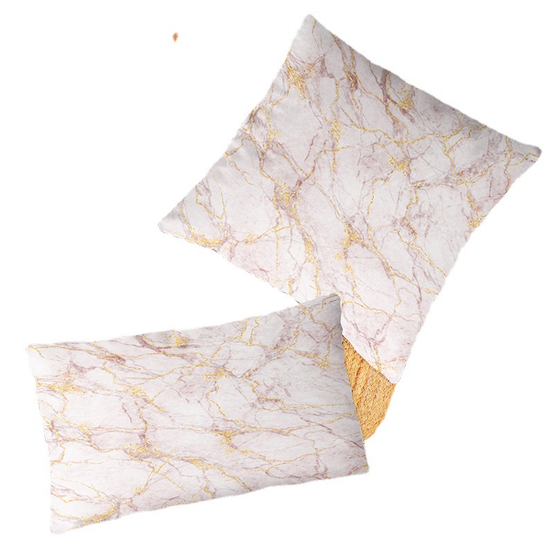 Gränsöverskridande supermjuk kort plysch marmortryckt kudde midjekudde heminredning soffa kuddfodral_voghion.com