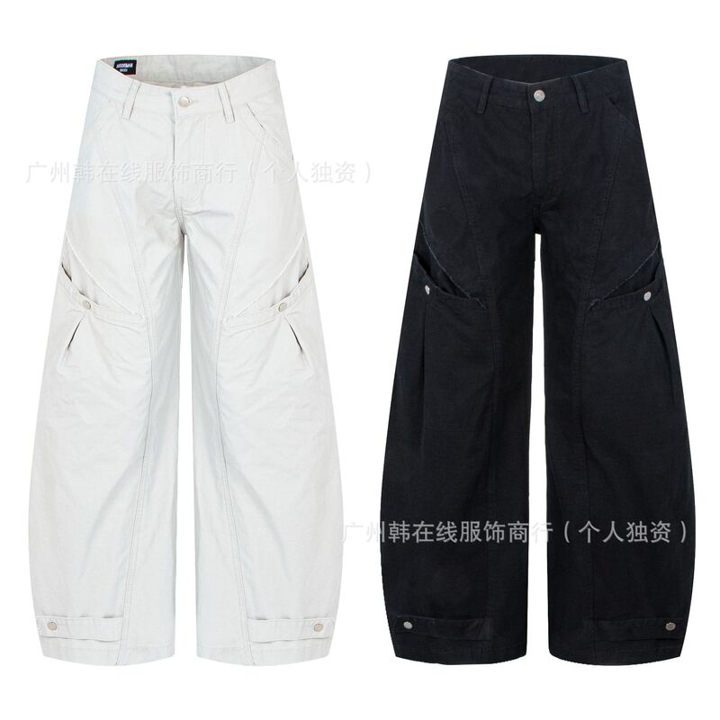 In-Stock 26 Trendy Brands Spring/Summer American Retro Loose Fit Straight-Leg Pocket Cargo Pants Unisex Silhouette