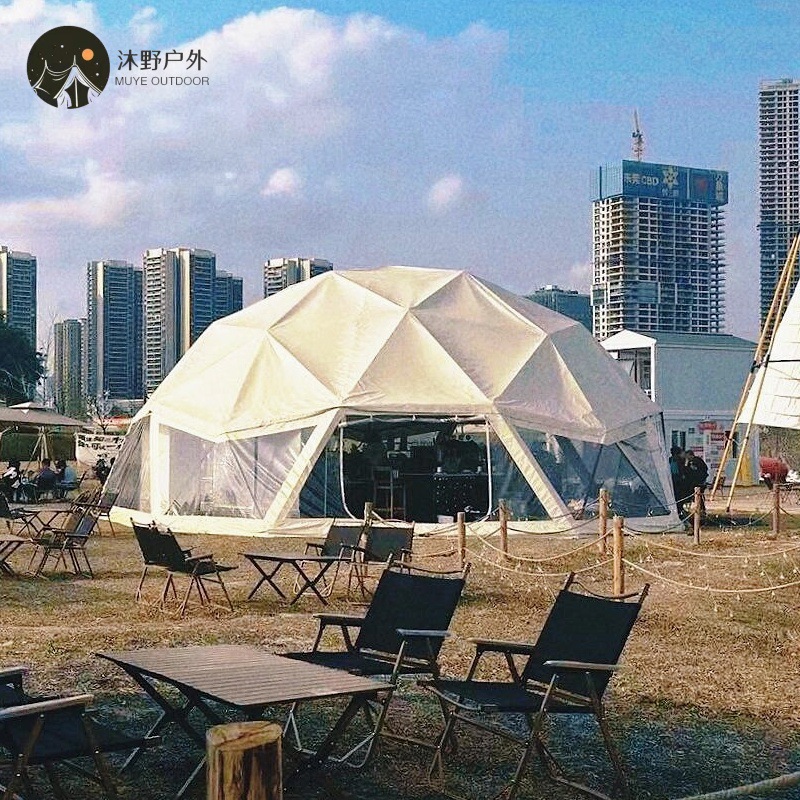 Campamento al aire libre Muye gran cúpula campamento tienda de techo gran esfera tienda de exhibición de sombra a prueba de lluvia