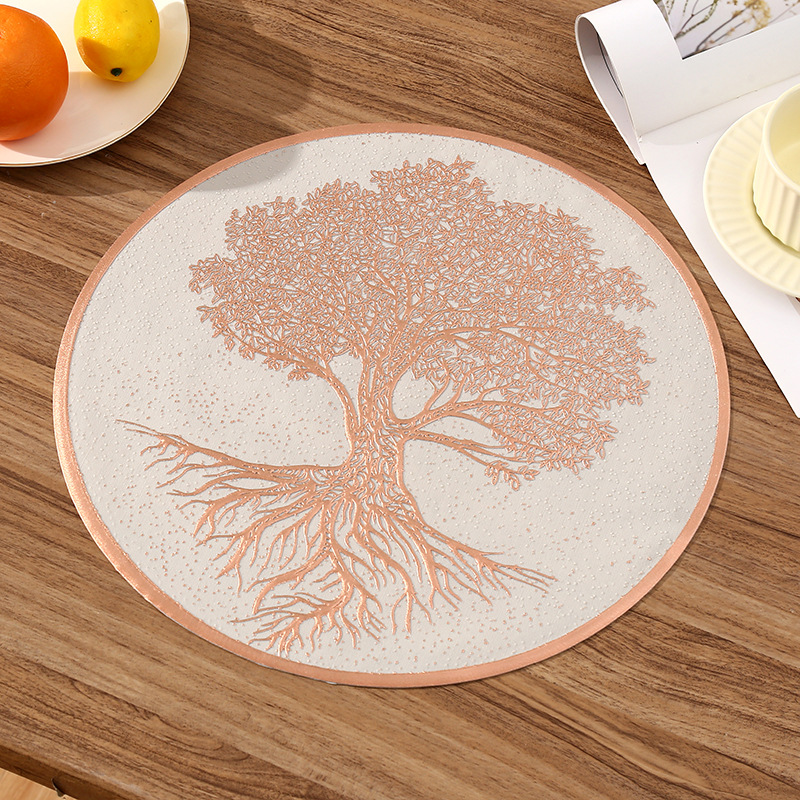 Mantel de PVC redondo francés transfronterizo, cojín de aislamiento térmico de café, cojín de aislamiento térmico de restaurante de lujo ligero, mantel occidental avanzado a prueba de escaldaduras