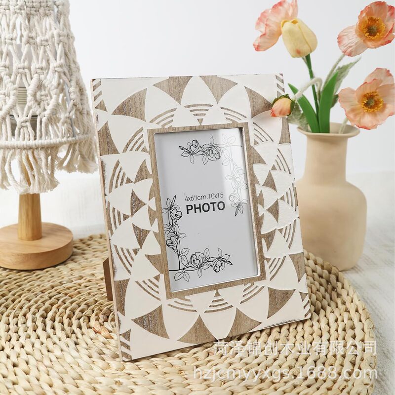 Bohemian Photo Frame Family Dog Wedding Photo Mandala Decorative Wooden Frame Desktop Wall Display Decorative Frame