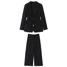 外贸2025早秋季欧美风时尚百搭手工编织系腰带蕾丝西装女X625056