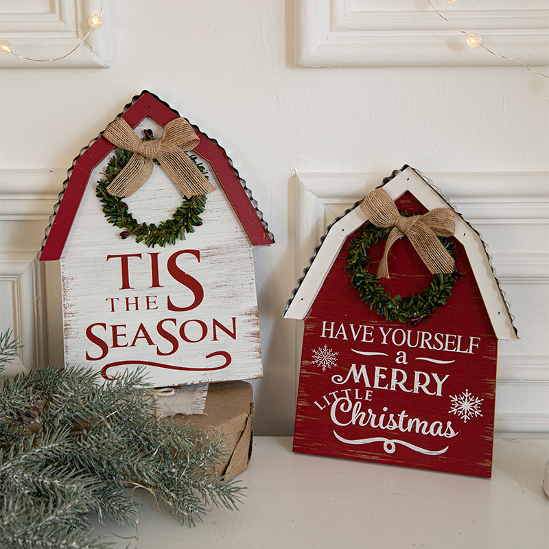 Nuevos adornos navideños exquisitos, accesorios de decoración para escenas navideñas, decoraciones colgantes de madera, adornos para pared, adornos para puerta, letreros para puerta