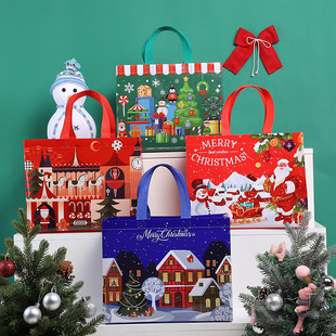 New Amazon Cross-border Christmas Gift Bag Non-woven Santa Claus Tree House Portable Waterproof Film