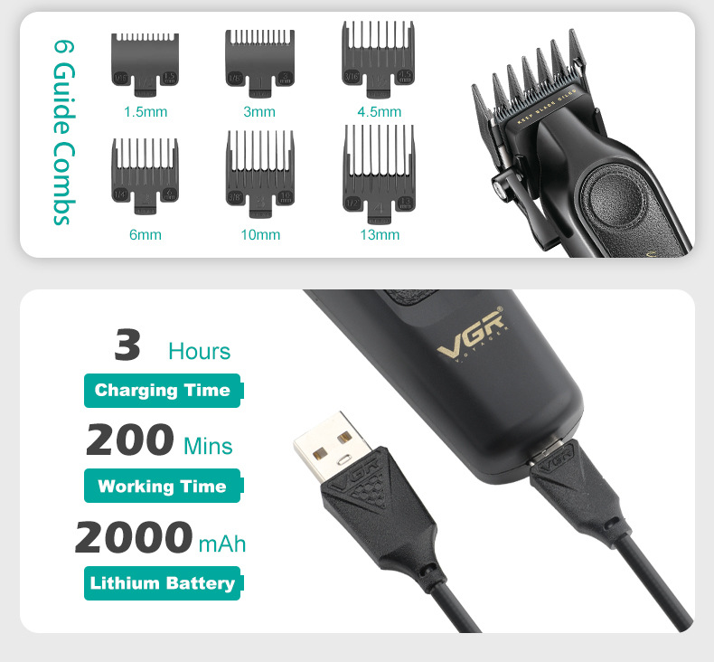Electric Hair Clipper Salon Style Gradient Hair Trimmer Rechargeable_voghion.com