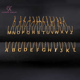 跨境切割26款字母钛钢项链饰品不掉色女小众高级感不锈钢项链吊坠