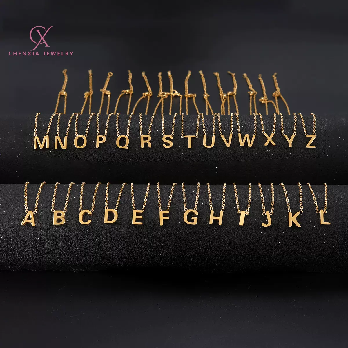 跨境切割26款字母钛钢项链饰品不掉色女小众高级感不锈钢项链吊坠