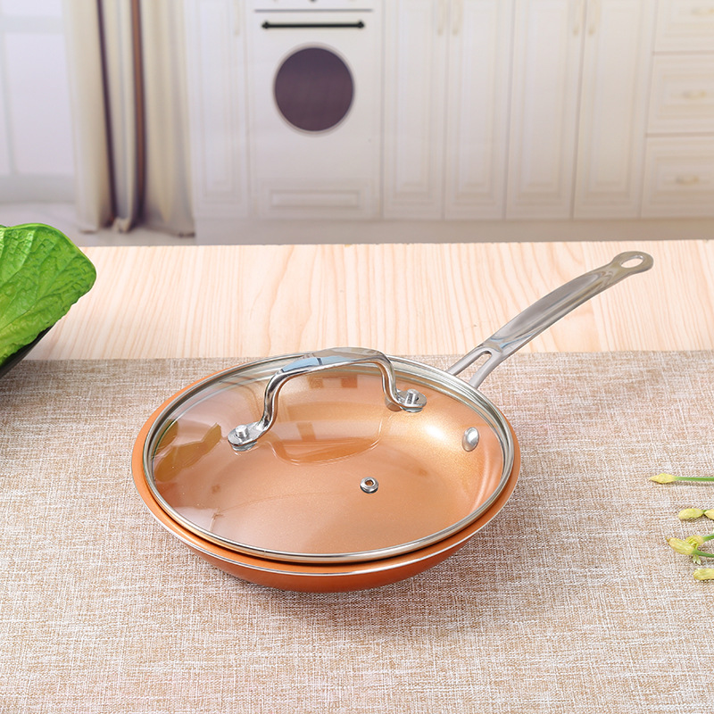 Hogar libre de humo antiadherente wok olla de sopa olla de aluminio traje plano sartén 4 piezas conjunto exposición actividad regalo