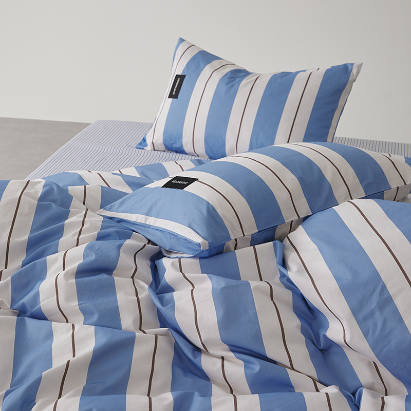 Pure Cotton Striped Bedding Set Simple Duvet Cover And Sheets_voghion.com