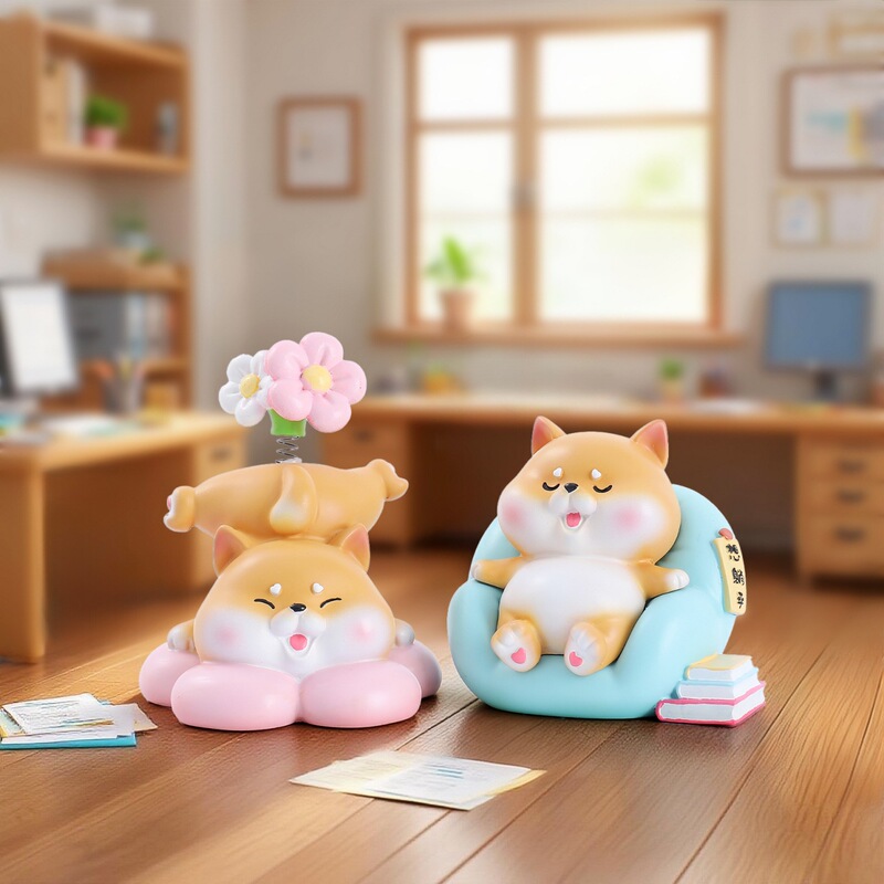 网红狗狗桌面玩具礼物批发柴犬的打工生活盲盒公仔摆件创意潮玩|undefined
